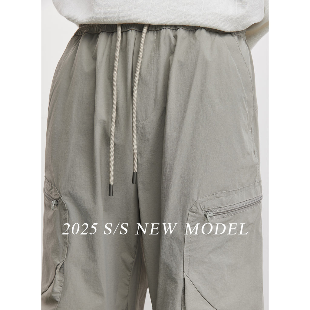 Yizhi Fashionable Sweat-Absorbent Quick-Drying Casual Pants For Men Spring And Autumn 2026 New Outdoor Overalls Thin Wide-Leg Pants