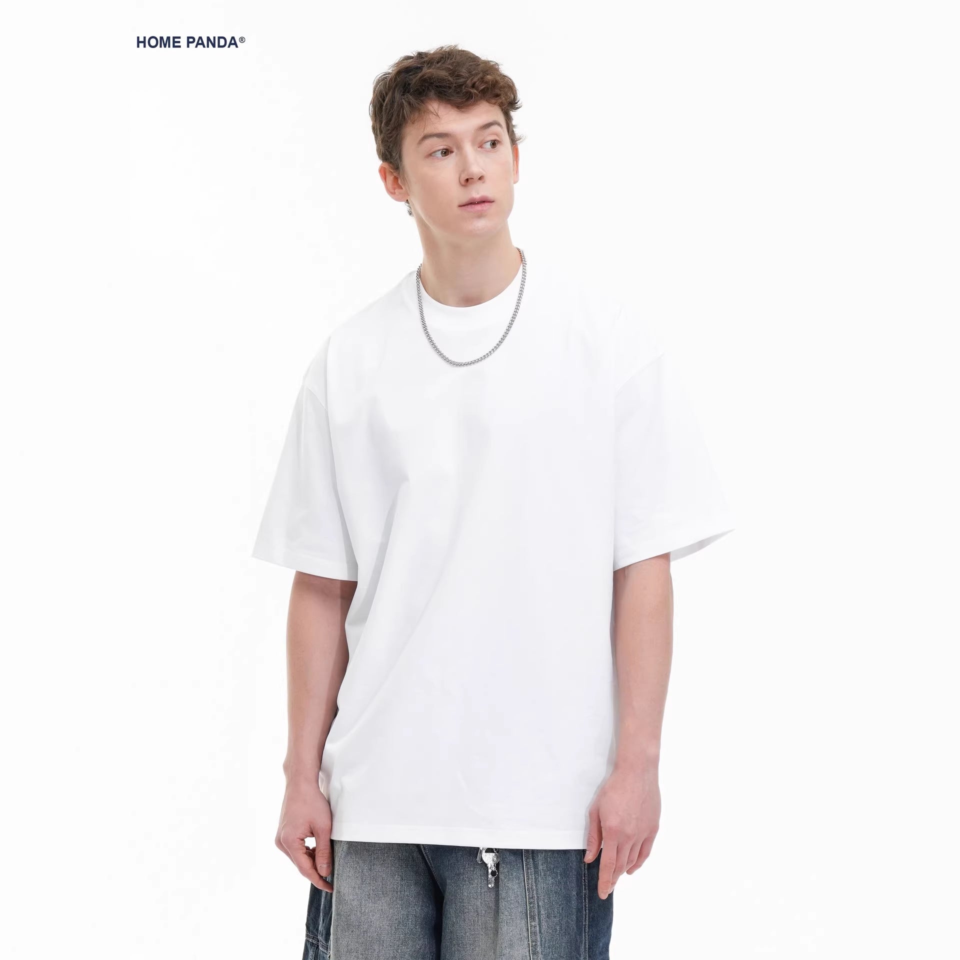 260G Solona Dropped Shoulder Short-Sleeved T-Shirt Men'S Summer American Loose Cool Quick-Drying Small Collar Half-Sleeved Bottoming Shirt