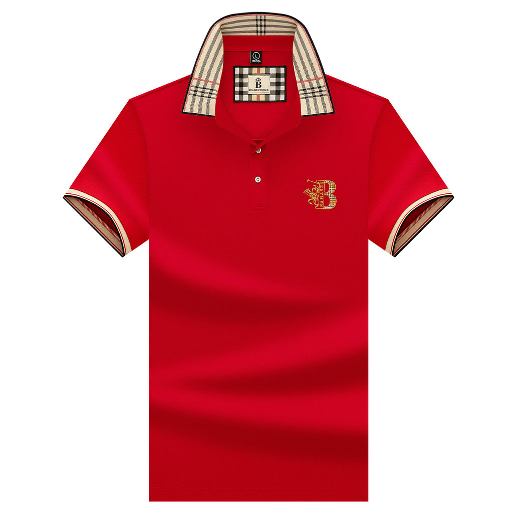 Alihu Men'S Summer New Style Paul Brand Loose Embroidered Short-Sleeved T-Shirt Men'S T Business Lapel Men'S Polo Shirt